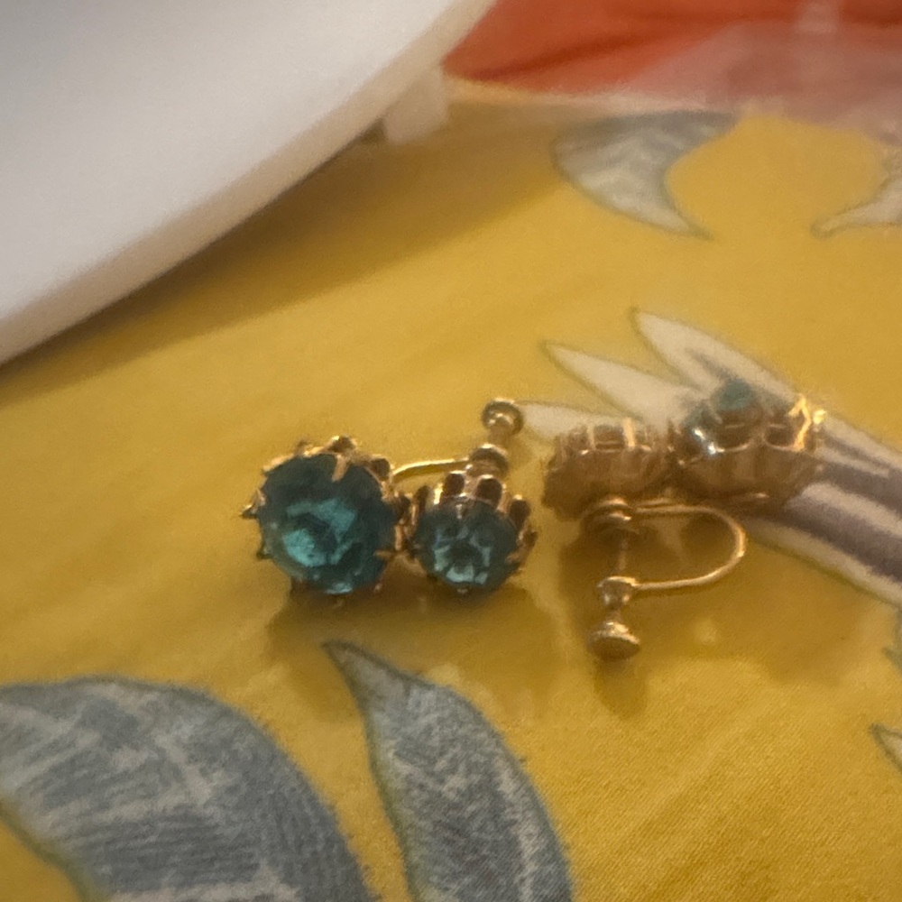 Gold-Plated Blue Crystal Clip-On Earrings